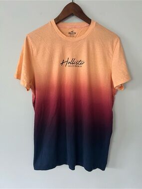 Hollister Men's Sherbet Ombre Crew T-Shirt | Peach to Navy | GUC | Sz Large